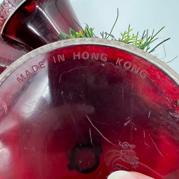 Vintage 80s Carolites Cranberry Bells With Greenery Musical and Light Up Works - Picture 6 of 7